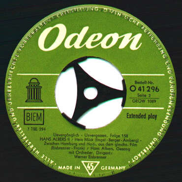 ODEON-EP-Vinyl-Schallplatte O 41296: Unvergänglich - unvergessen Folge 158 Seite 2