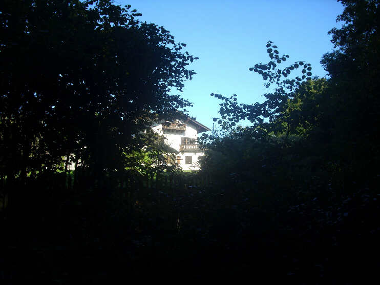 Die Hans-Albers-Villa ist vom Stichweg aus wegen des wildwuchernden Gestrpps kaum mehr zu sehen (September 2013)
