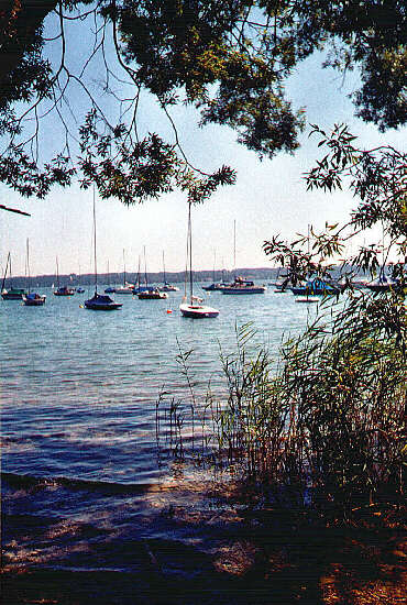 Blick von der  Brahmspromenade auf den Starnberger See (Juli 2003)