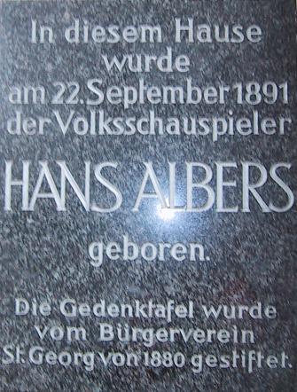 Gedenktafel am Hans-Albers-Geburtshaus